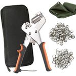 Grommet Tool Kit Eyelet Kit - Grommet Punch Set Including 500pcs 3/8 Inch Grommets for Fabrics, Canvas, Tarpaulin, and More - Eyelets and Grommets Punch Plier Kit - Ideal for DIY Projects and Repairs