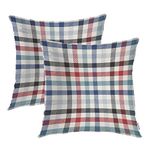 Batmerry Blue Red Gingham Throw Pillow Covers,Plaid Tile Preppy Red Check Classic Madras Decorative Pillow Covers Digital Printing Blended Fabric for Couch Sofa Bed Invisible Zipper 22X22 In