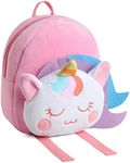 Toddler Backpack, VASCHY Cute Small Plush Animal Kids Preschool Backpack for Little Girls with Chest Clip Pink Unicorn