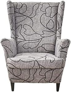 KRFOONN Wingback Chair Covers Slipcovers 2 Piece Stretch Wing Chair Covers Spandex Slipcovers Wingback Sofa Covers Armchair Covers Non-Slip Furniture Protector for Living Room Wingback Chairs, A25