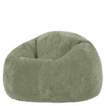icon Kingston Cord Bean Bag, Sage Green, Large Adult Bean Bag Chair with Filling Included, Comfy Chair, Living Room Furniture, Bedroom Furniture