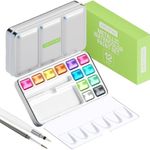 ARTISTRO Metallic Watercolor Paint Set 12 Colors, Travel Watercolor Set with Metallic Watercolor Paints, Water Color Paint Sets for Kids, Mini Water Colors Paint Adult Set for Beginners and Amateurs