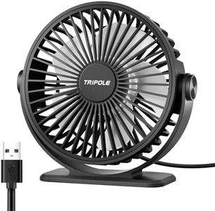 TriPole Desk Fan USB Powered Portable Mini Fans with 3 Speeds Quiet Plug In Small Fans 360°Rotation Head for Desktop Office Home Travel No Battery (Black)