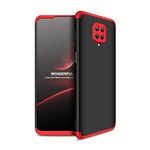 Cascov Full Body 3-in-1 Slim Fit (Red-Black-Red) Alround 360 Protection Back Case Cover for Redmi Note 9 Pro Max