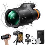 K&F Concept 12X50 IP68 Waterproof HD Monocular，Monoculars Telescope for Adults with Smartphone Holder & Tripod, BAK4 Prism & FMC Len for Bird Watching Hiking Hunting Camping Travelling, Black