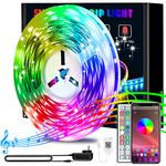 50ft LED Strip Lights, Smart Color Changing Rope Lights RGB Light Strips with Bluetooth Controller Sync to Music Apply for TV, Bedroom, Party and Home Decoration