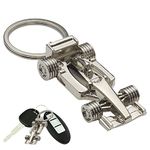 1pcs Sport Keyring KeyChain,Silver Racing Car Keyring,Metal Car Keyring Accessories,Car Key Ring Sport Racing Key Chain Metal Keychain,Car Fanatics Racing Car Model Keyring Keychain Gift for Boy Men