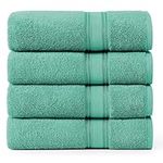 LANE LINEN Large Teal Cotton Bath Sheets, 4 Piece Set, Quick Dry, Super Soft Shower Towels, Highly Absorbent