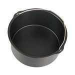 YHUS Air Fryer Accessories, Cake Barrel And Pizza Pan, Round Cake Tin, 6/7/8 inch General Air Fryer Accessories, Baking Cake Tin with Handles, Non-Stick Baking Pan (Black)(size:7 Inch)