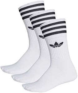 Adidas Solid Crew 3 Pezzi Calze, Uomo, Bianco (White/Black), 43-46