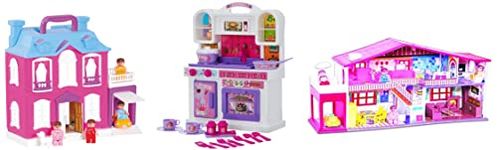 Toyzone - 8904103144130 My Deluxe Doll House/Play Set for Girls (50 Pcs) -Multicolour & Disney Princess Kitchen Set/Play Set for Girls (44703) & Dream Palace Doll House/Play Set for Girls (40 Pcs)