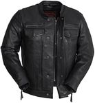 Mens Motorcycle Leather Riding Jacket | Leather Motorcycle Biker Jacket Men (XL)