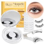 QUEWEL Magnetic-Eyelashes with Applicator, 1 Pair Reusable Magnetic Eyelashes Easy to Wear and Remove, Natural Look Eyelashes Magnetic No Glue Needed and Instructions(Magnetic-kit-style B-2NEW)