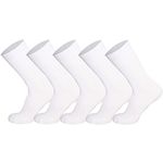 Mysocks Mens Womens Cotton Dress White Socks - 5 Pairs Multipack Breathable Seamless Toe Crew Socks - Lightweight Comfortable Plain Casual Top White Socks,7-11