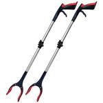 HPr-HPi 2-Pack 32" Reacher Grabber Tool, Foldable Trash Picker, Garden Nabber, Extended Grabber (Red/Red)