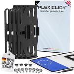 PLEXICLICK® ORIGINAL License Plate Holder for Cars - Frameless Invisible - Black - Universal Number Plate Holder - For UK 3mm Frames