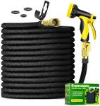 Expandable Garden Hose 100ft Water Hose with 10 Function Nozzle,Flexible Hose withTriple Core Latex and 3/4" Solid Brass Fittings Collapsible Lightweight Retractable Long Hose Pipe (Black)