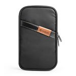 CRALOFT Polyester Passport Holder Bag, Passport Wallet Pouch Cover for Men, Women & Family - Travel Essentials Organizer (Black-CPH1)