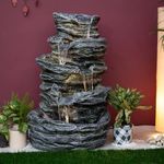 EXPLEASIA 5 Tier Rock Home & Garden | Home Decor Water Fountain| Home Decor Water Fountain, Fountain for Living Room, Outdoor Water Fountain (Dark Grey)