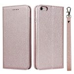 SunYoo for iPhone 6S 6 Case with Wrist Strap,Coque portefeuille for iPhone6 iPhone6S étui,Shining Silk Leather Wallet Case Cards Holder Magnetic Flip Cover Bag portefeuille for iPhone 6 6S Pink