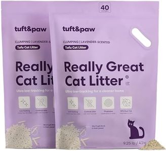 Tuft & Paw Really Great Cat Litter, Low Tracking Tofu Cat Litter, Clumping, Flushable, Odor Control, Dust-Free - 9.25lbs x 2Bags (Natural Lavender)