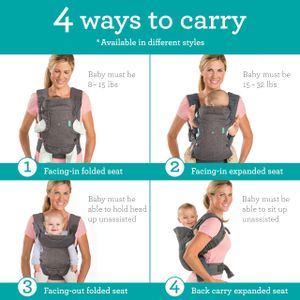 Infantino 4-in-1 Baby Carrier – Grey Leopard, Adjustable Ergonomic