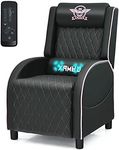 CHEFJOY Massage Gaming Recliner Chair, PU Ergonomic Single Sofa w/Headrest, Lumbar Support, Racing Style Reclining Home Theater Seating for Living Bedroom Gaming Room (Pink)