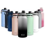 BOZ Stainless Steel Water Bottle - Vaccum Insulated Water Bottle 32 Oz - Wide Mouth BPA Free Sport Water Bottle for Gym with Spout Lid - Thermal Hot & Cold 1 Litre Gradient Black Waterbottle