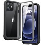 Diaclara Designed for iPhone 12/12 Pro Case, Full Body Rugged Case with Built-in Screen Protector, Camera Protection Shockproof Phone Cover for iPhone 12/12 Pro 6.1" (Black)