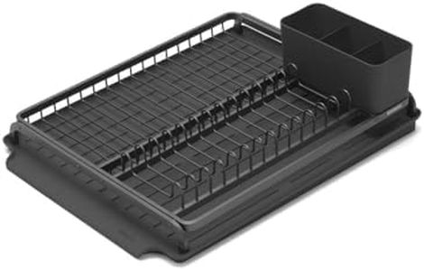 Brabantia Dish Drying Rack with Draining Tray, Large, Dark Grey