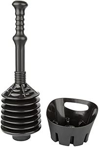 JS Jackson Supplies Black Bellows Accordion Toilet Plunger with Black Storage Tray