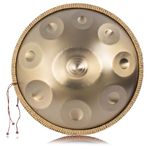 LOMUTY Handpan-Drum 432 HZ for Beginner, Steel Drums 9 Töne 19 Zoll, Handdrum in D-Minor, Hand Pan mit Drum-Bag and Handpan Holder, Musical Instruments for Sound Healing, Meditation, Yoga, Gold