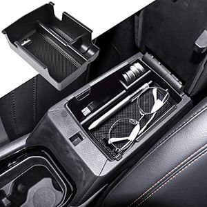 TACOBRO Center Console Organizer Tray Compatible with Jeep Compass 2022 2023 2024 2025 Accessories Insert Armrest Glove Box Secondary Storage Divider ABS Materials，Black
