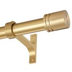 Curtain Rods for Windows 28 to 86 Inches, Vimayta 1 Inch Adjustable Heavy Duty Drapery Rod with Aluminum Alloy Finials and Brackets for Living Room, Bedroom, Kitchen, Patio, Sliding Door, Brushed Gold