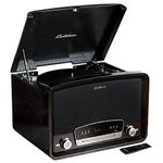 Electrohome Kingston 7-in-1 Vintage Vinyl Record Player Stereo System with 3-Speed Turntable, Bluetooth, AM/FM Radio, CD, Aux in, RCA/Headphone Out, Vinyl/CD to MP3 Recording & USB Playback (RR75B)