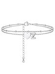 PROSTEEL Women Heart Anklet, Z Letter Initial Ankle Bracelet, Adjustable Double-Layer Foot Chain for Beach Summer, Silver 316L Stainless Steel (with Gift Box)