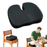 The White Willow Coccyx Orthopedic Memory Foam Seat Cushion for Lower Back Pain, Sciatica, Tailbone, & Hip Pain Relief- Below 50 Kg Body Weight, Car Seat Cushion, Black (18" L x 14" W x 3" H)