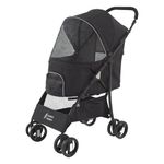 Sunny Sonny Pet Stroller for S/M Dogs & Cats up to 15kg, Kid Stroller，Foldable Portable Travel Carrier with Swivel Wheels, Rain Cover, Large Storage Basket, Zipper Entry & Safety Design (Black)