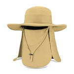 Homeaura Mens Sun Hat Wide Brim Summer Sun Cap UV Protection Fishsing Hat Foldable Bucket Hat Outdoor (Beige)