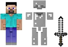 Mattel Minecraft Diamond Level Steve, 5.5-inch Collector Action Figure with Die-cast Accessories, Toy Collectible, For Adult Fans & Kids Ages 6 Years & Older