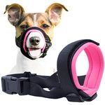 Gentle Muzzle Guard for Dogs - Prevents Biting and Unwanted Chewing Safely – New Secure Comfort Fit - Soft Neoprene Padding – No More Chafing – Training Guide Helps Build Bonds with Pet (Pink, M+)