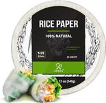 Soeos Rice Paper, White Rice Paper Wrappers, 1 Pack, 34 Sheets-Fresh Spring Roll Wrappers & Dumplings, Non-GMO, Gluten-Free, Low Carb, Vietnamese Rice Wraps (Round, 22cm)