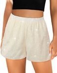 luvamia Sequin Shorts Glitter Shorts Champagne Sequin Shorts Wide Leg Shorts for Women Women's Clothes Sparkly Pants for Women Size Medium Size 8 10