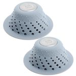 SlipX Solutions Gray Dome Drain Protector Fits Over Drains to Prevent Clogs (Designed for Pop-Up Drains, Effective Hair Catcher, Silicone & Stainless Steel), 2 Pack