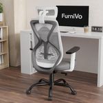 Furnivo Titan Ergonomic Office Chair for Home & Office | Adjustable Armrests | 120 Recline | Lumbar Support | Thick Cushioned Seat | Heavy-Duty Base | 3 Years Warranty (White Grey)