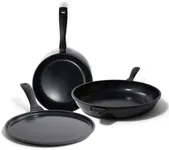 Alva Energy 3 Pieces Frying Pan Set Nonstick Ceramic Pans with Even Heat Distribution, Ergonomic Handles, Easy Cleanup, Ideal for Everyday Cooking and Meal Preparations, Non Toxic PFAS/PFOA/PTFE Free