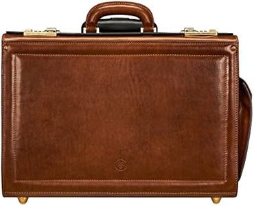 Maxwell Scott - Mens Luxury Leather Rolling Wheeled Pilot Briefcase/Catalog Case and Locks - The VareseW Chestnut Tan