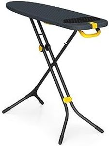 Joseph Joseph Glide Plus Ironing Board 110 x 33cm with Compact Adjustable Legs and Integrated Heat Resistant Steam Iron Rest, Anti-drip super absorbent Cotton cover, Black/Blue