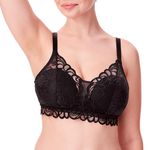 Bali Women's Lace Desire Wireless Bra, Lacy Full-Coverage Wirefree Bra, Convertible Bra, Black, Large