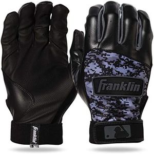 Franklin Sports MLB Digitek Baseball Batting Gloves - Black/Black Digi - Adult Small